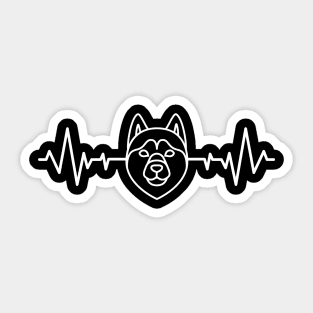 Husky Dog Heartbeat line Sticker